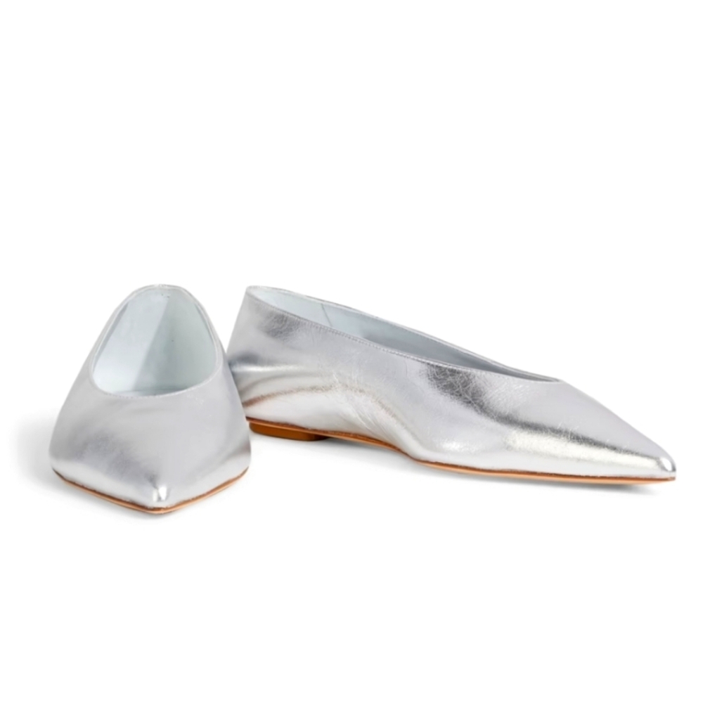Stuart Weitzman Silver Flats